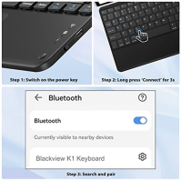 Blackview K1 Bluetooth klávesnice s touchpadem, ultratenký ultralehký ergonomický design, univerzální tabletová klávesnice QWERT